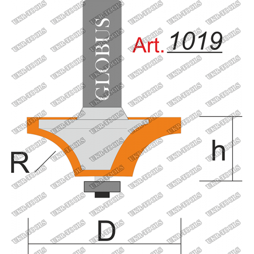 Фреза ГЛОБУС 1019 кромочная калевочная R4 D22 h10 d8