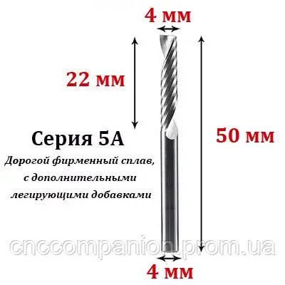 Фреза кінцева однозахідна 5А 4*4*22 мм