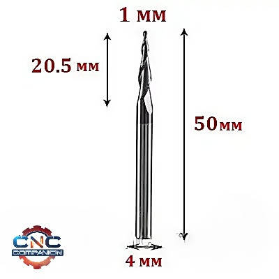 Фреза конусна для 3D обробки R1*20.5*D4*50 мм