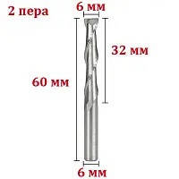 Фреза кінцева двозахідна 6*6*32 мм