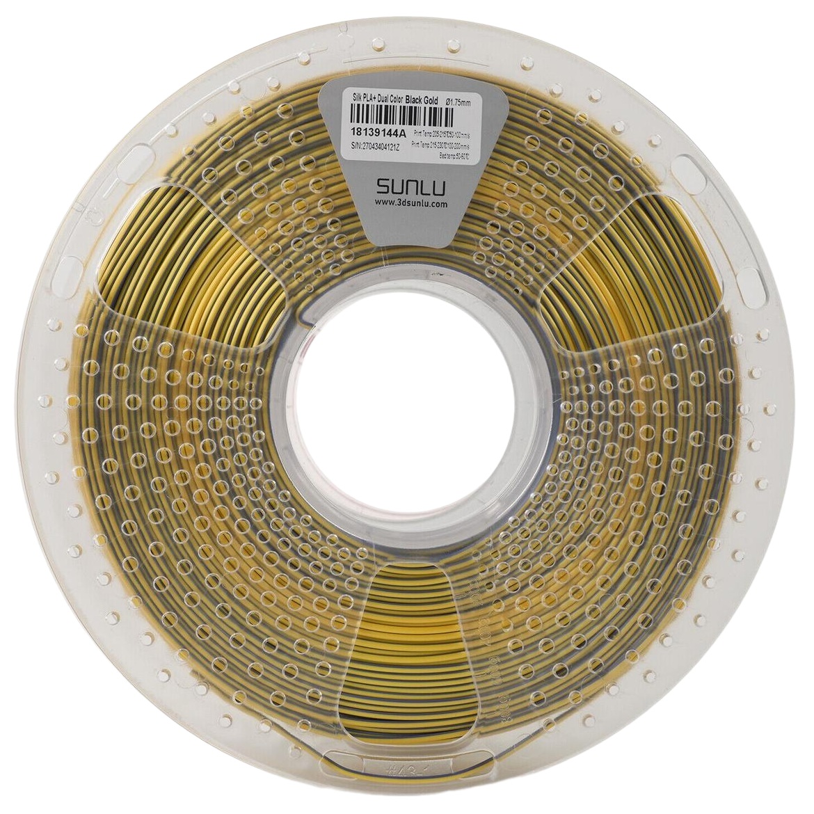 Філамент Sunlu Silk PLA+ Black Gold, 1.75мм, 1кг, чорний/ золотий