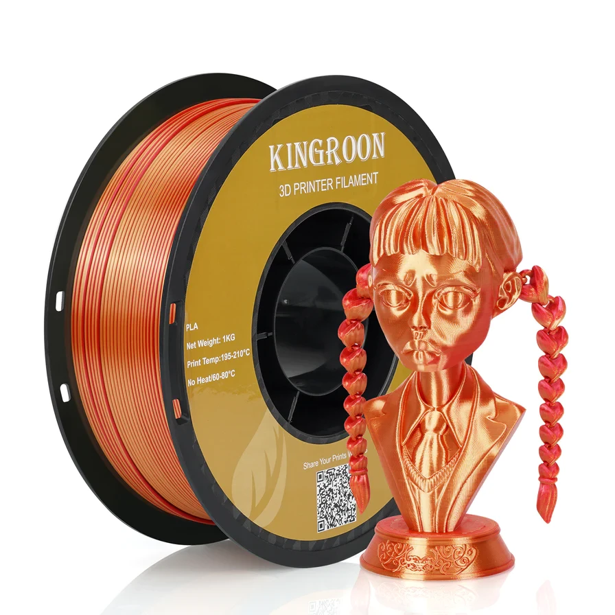 Філамент Kingroon Silk PLA Red Gold, 1.75мм, 1кг, червоний/ золотистий