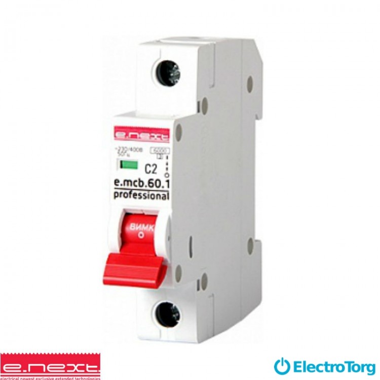 Авт. выкл. e.mcb.pro.60.1.С 6 new, 1р, 6А, С, 6кА new e-next