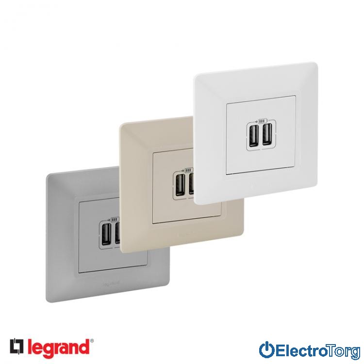 Розетка USB двойная для зарядки в сборе Valena LIFE Legrand