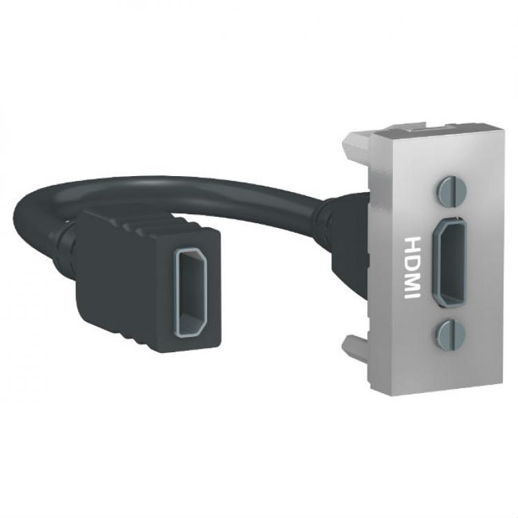 Розетка HDMI 1 модуль алюминий Unica New Schneider Electric (Шнайдер Электрик)