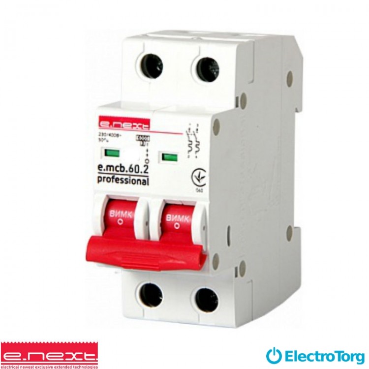 Авт. выкл. e.mcb.pro.60.2.B 32 new, 2р, 32А, В, 6кА, e-next