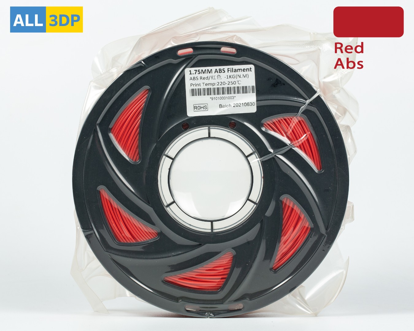 Червоний ABS філамент (пластик) для 3D принтера 1кг, 1.75мм, 330м Tronxy
