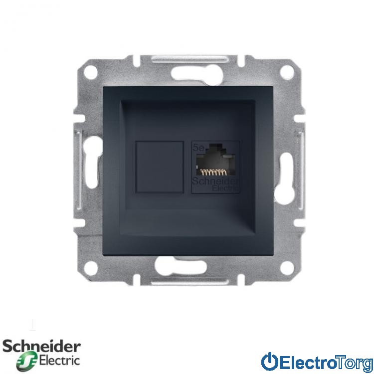 Розетка RJ45 компьютерная Кат.6 UTP одинарная антрацит Asfora Schneider Electric (Шнайдер Электрик)