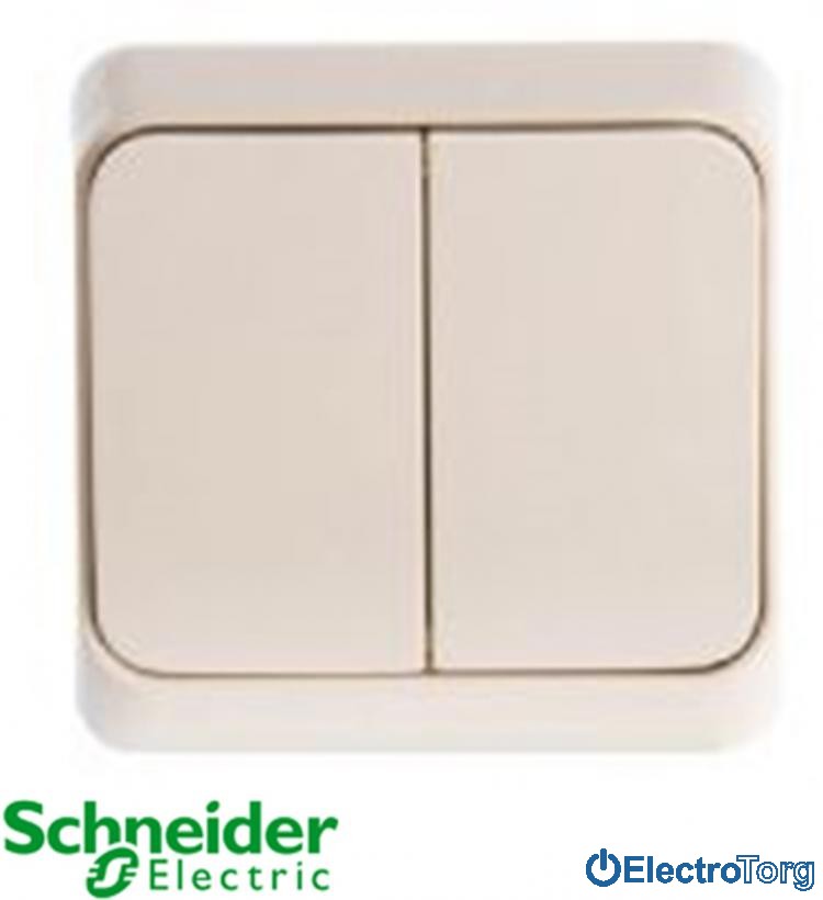 Выключатель двухклавишный 10A слоновая кость Prima Schneider Electric (Шнайдер Электрик)