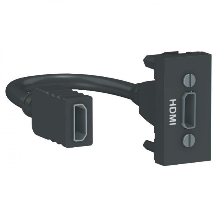 Розетка HDMI 1 модуль антрацит Unica New Schneider Electric (Шнайдер Электрик)