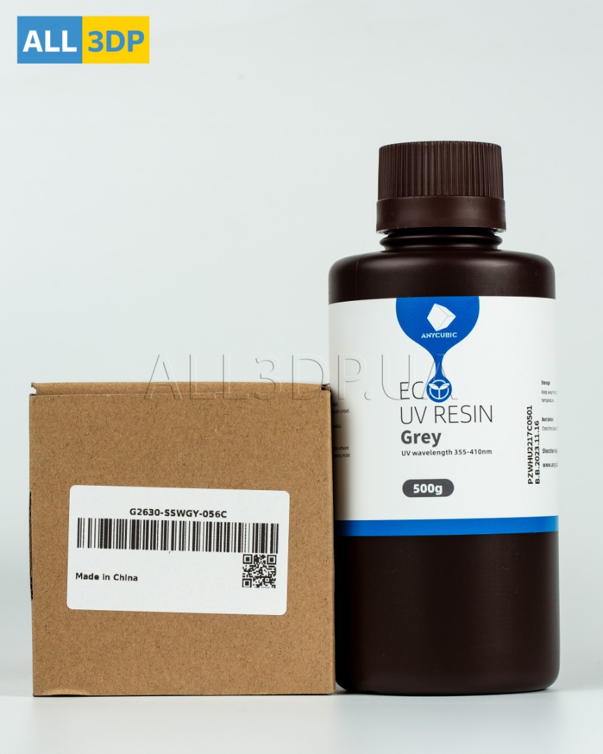 Фотополімерная смола Anycubic ECO Plant-Based UV Resin Сіра 0,5кг | Anycubic Eco Grey 0,5kg