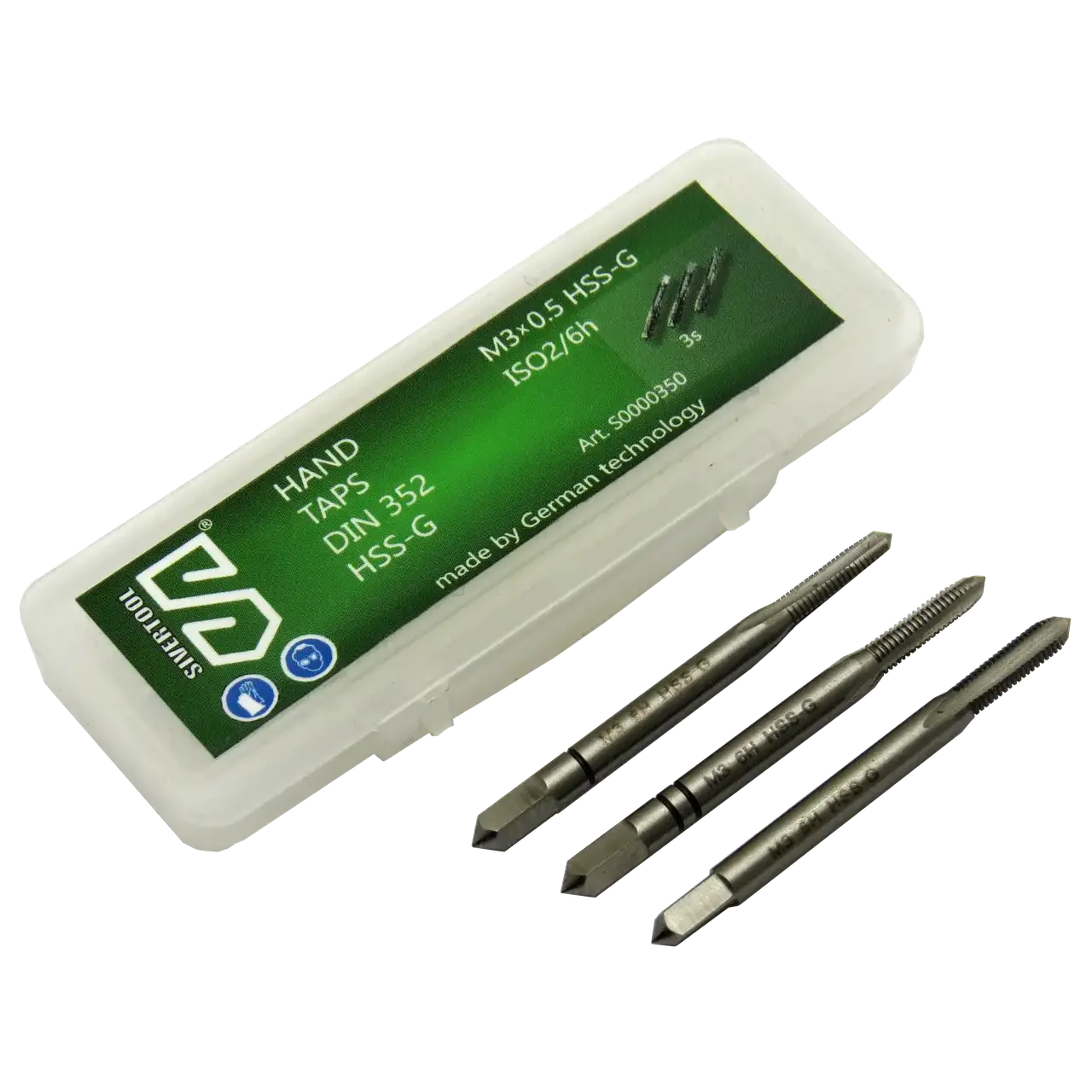 Мітчик ручний М3×0,5 HSS-G, DIN352, комплект із 3-х штук