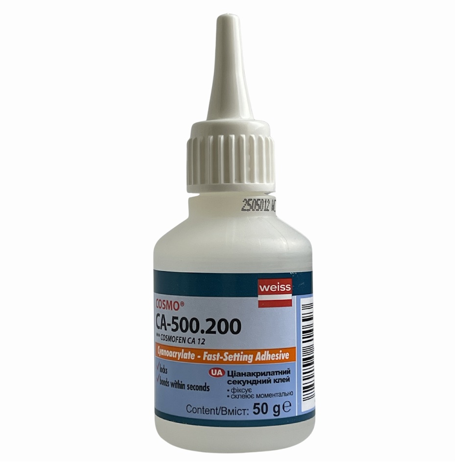 Клей COSMO CA-500.200 (Cosmofen CA12), ціанакрилатний, прозорий, 50мл
