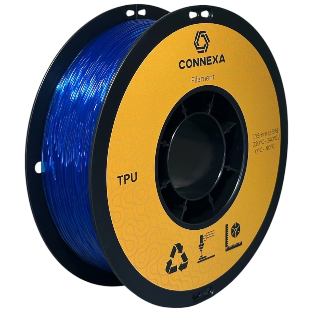 Філамент Connexa TPU 95A Transparent-Blue, 1.75 мм, 1 кг, прозоро-блакитний