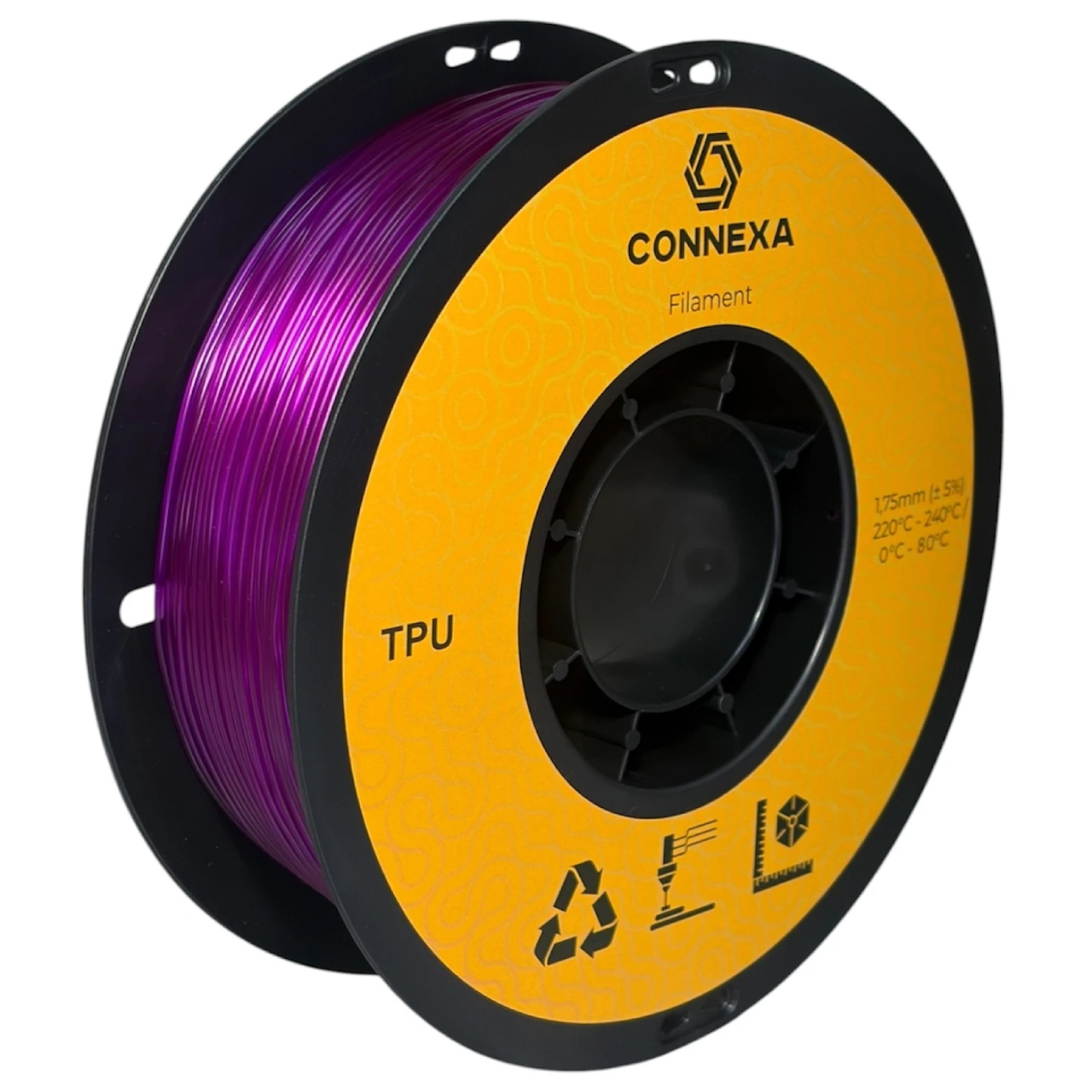 Філамент Connexa TPU 95A Transparent-Purple, 1.75 мм, 1 кг, прозоро-фіолетовий