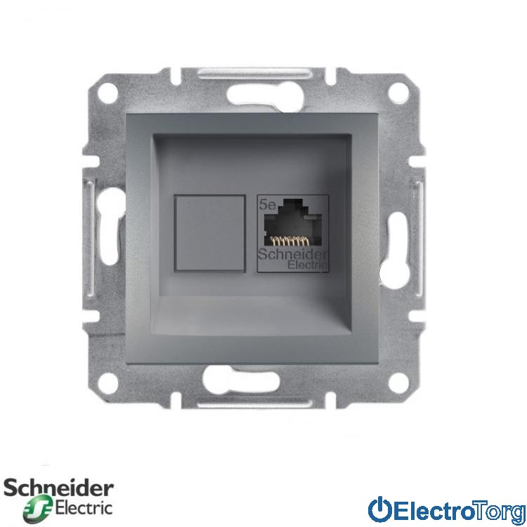 Розетка компьютерная сталь Asfora Schneider Electric (Шнайдер Электрик)