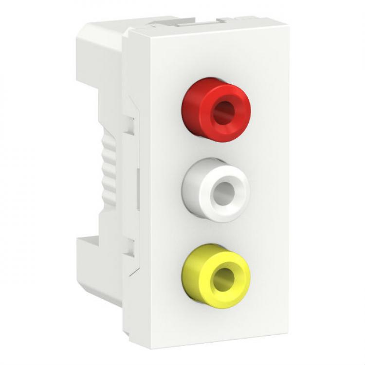 Розетка 3 RCA 1 модуль белый Unica New Schneider Electric (Шнайдер Электрик)