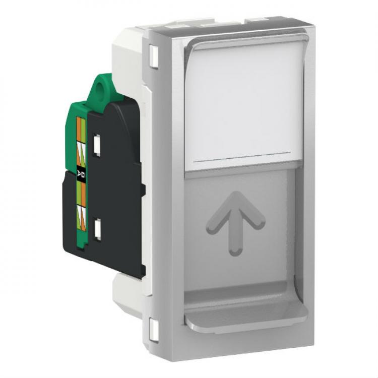 Розетка компьютерная RJ45 одинарная кат 5 UTP 1м алюминий Unica New Schneider Electric (Шнайдер Электрик)