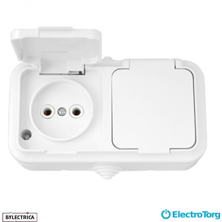 Розетка 2-я IP-44 Пралеска белая РА 16-302 BYLECTRICA