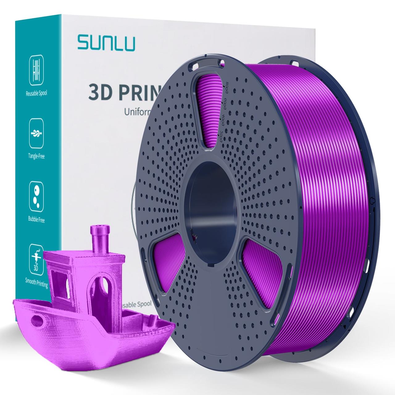 Філамент Sunlu Silk PLA+ Purple, 1.75мм, 1кг, фіолетовий