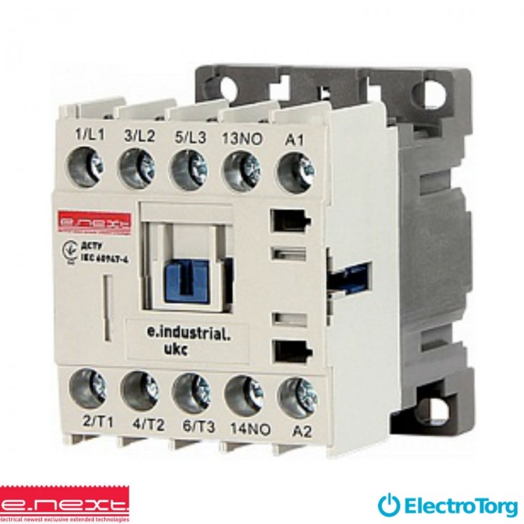 Контактор e.industrial.ukc.9M.220, 9А, 220В малогабаритный, E-next