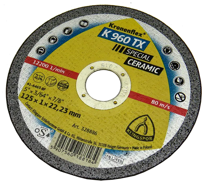 Круг відрізний Klingspor Kronenflex 125x1,0x22,23 K 960 TX SPECIAL кераміка