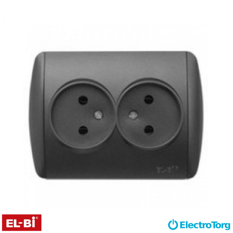 Розетка ZIRVE 2-я SL- F- черный с вставкой EL-BI