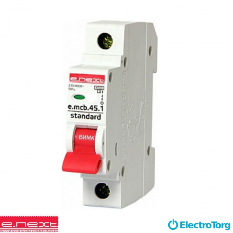Авт. выкл. e.mcb.stand.45.1.C16, 1р, 16А, C, 4.5 кА e-next
