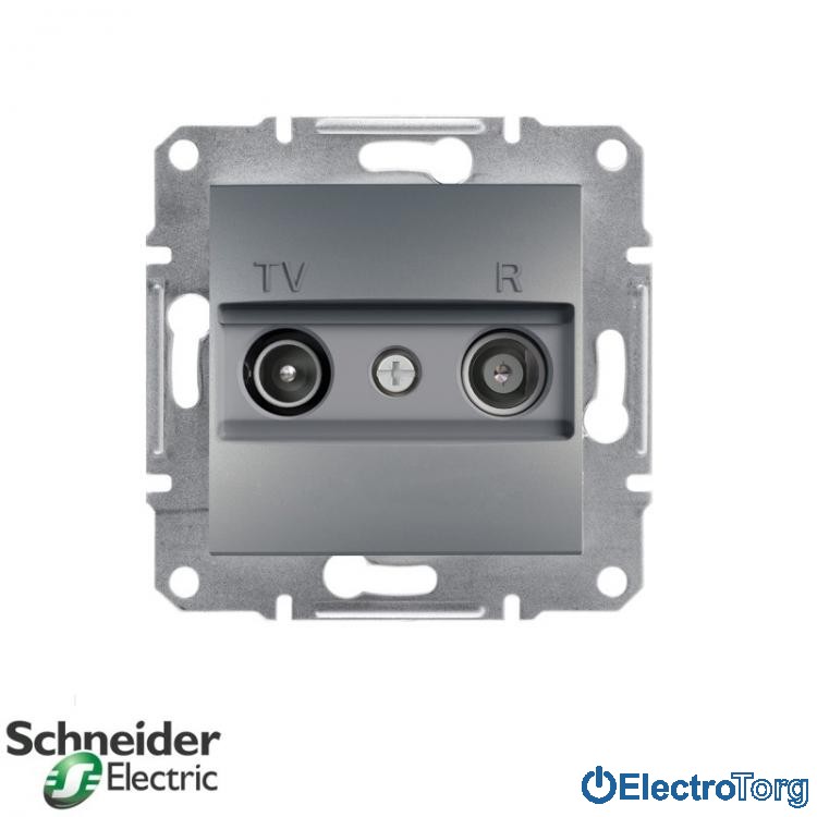Розетка TV-R оконечная (1 dB) сталь Asfora Schneider Electric (Шнайдер Электрик)