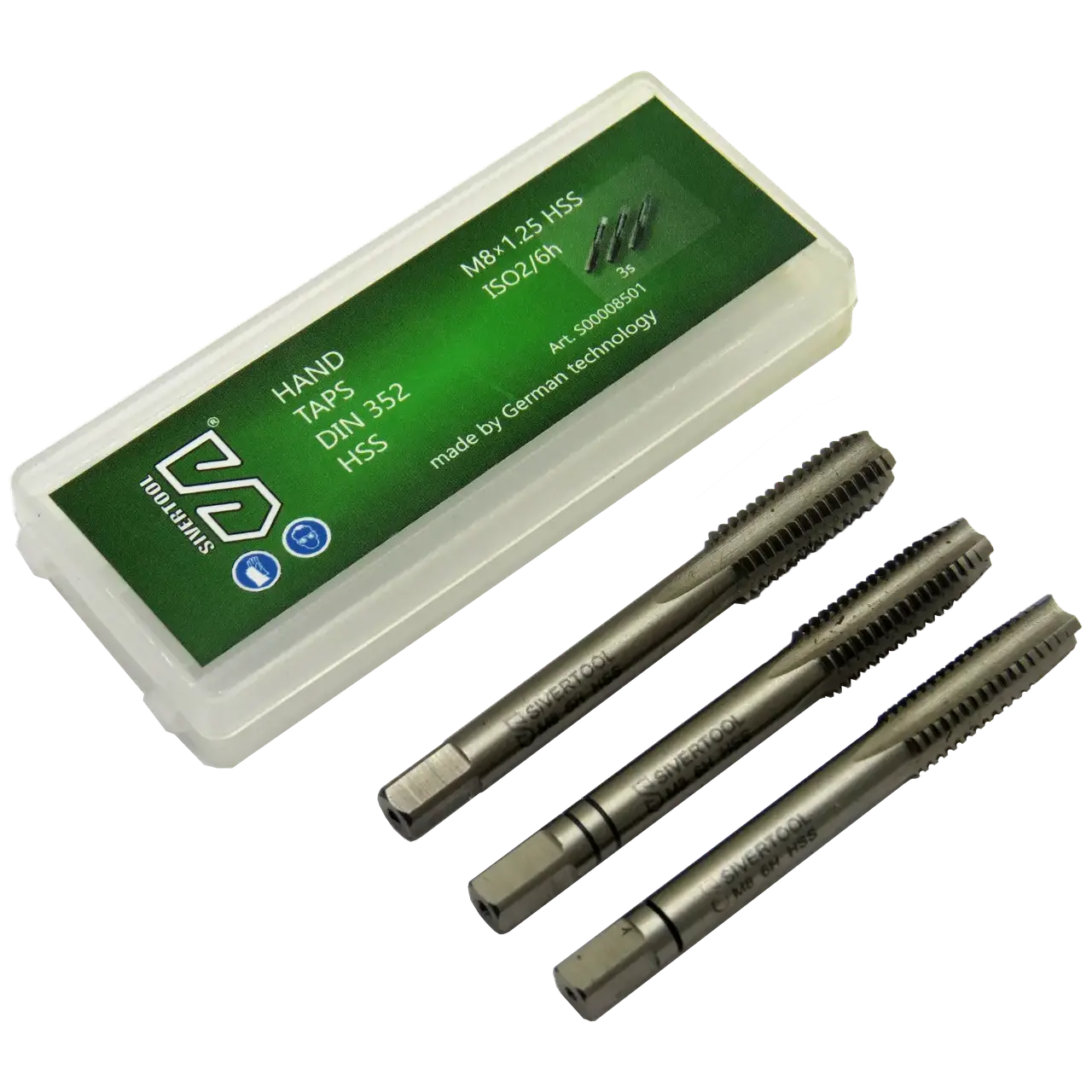 Мітчик ручний М8×1,25 HSS, DIN352, комплект із 3-х штук