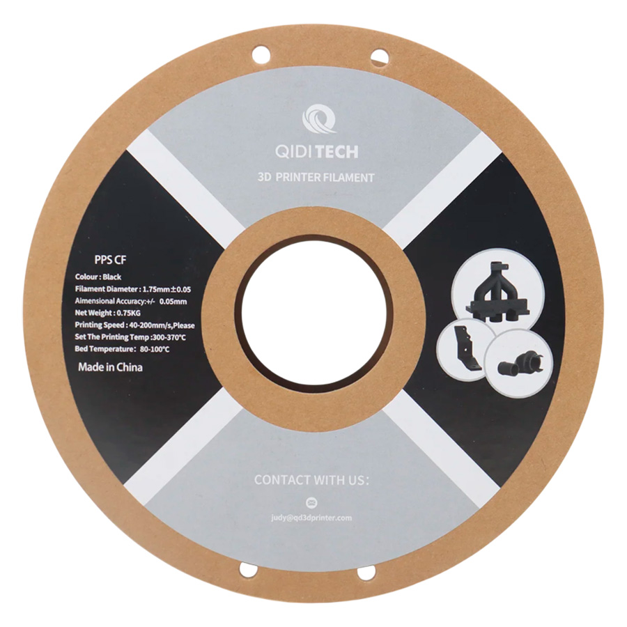 Філамент QIDI Tech PPS-CF Black, 1.75мм, 0.75кг, чорний