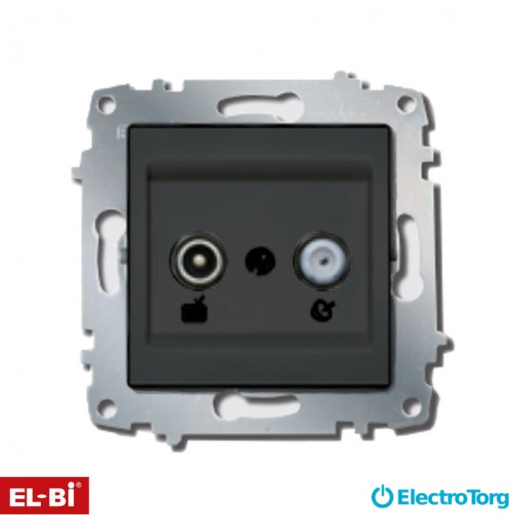 Розетка комп. + телефон ZENA модуль дымчатый (RJ45 Cat 5+ RJ 11) EL-BI