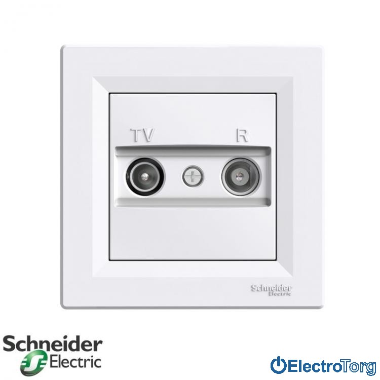 Розетка TV-R проходная (8 dB) белая Asfora Schneider Electric (Шнайдер Электрик)