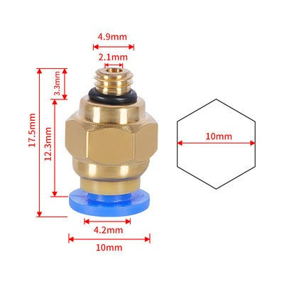 Фітинг PC4-M5 для PTFE тефлонової трубки D4 мм, латунь
