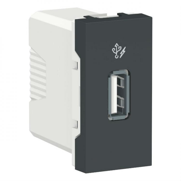 Розетка USB 1 модуль антрацит Unica New Schneider Electric (Шнайдер Электрик)