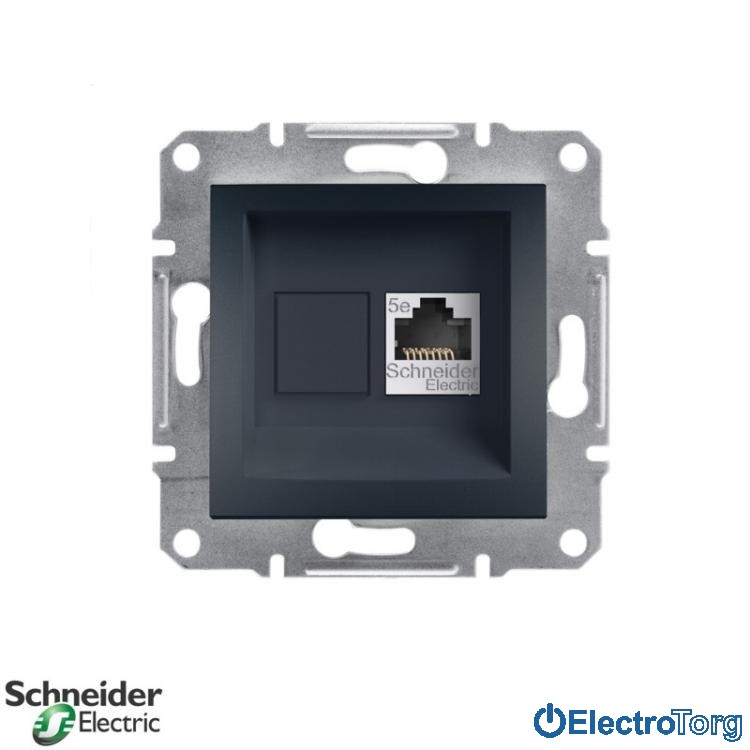 Розетка RJ45 компьютерная Кат.5e STP одинарная антрацит Asfora Schneider Electric (Шнайдер Электрик)