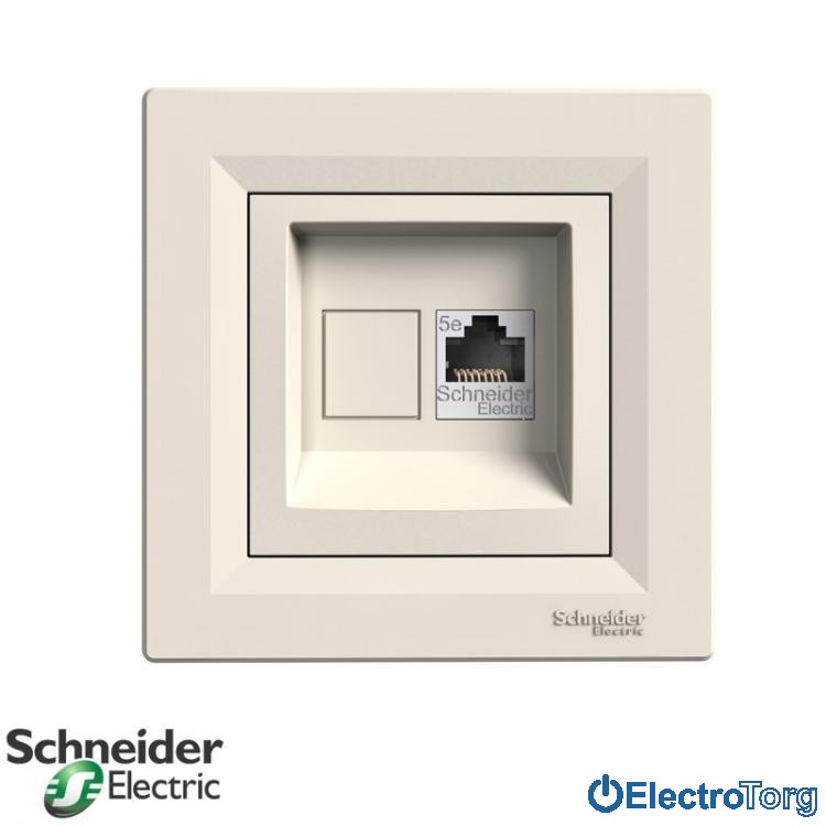 Розетка компьютерная кремовая 5e Asfora Schneider Electric (Шнайдер Электрик)