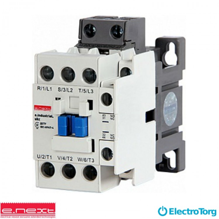 Контактор e.industrial.ukc.22.220, 22А, 220В, no+nc, E-next