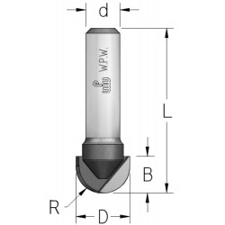 Фреза гравірувальна заокруглена D12,7 R6,3 В8 d6 HRB1203