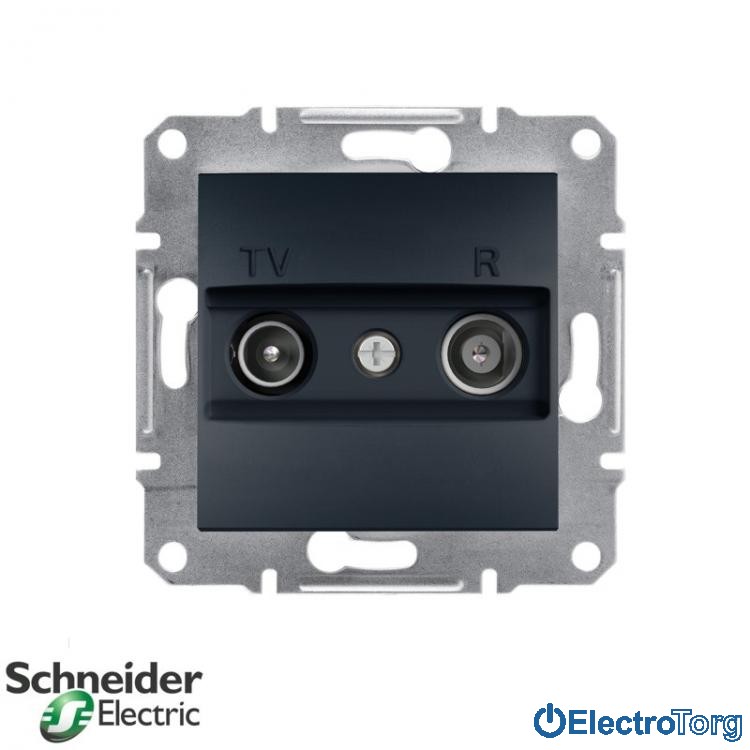 Розетка TV-R проходная (4 dB) антрацит Asfora Schneider Electric (Шнайдер Электрик)