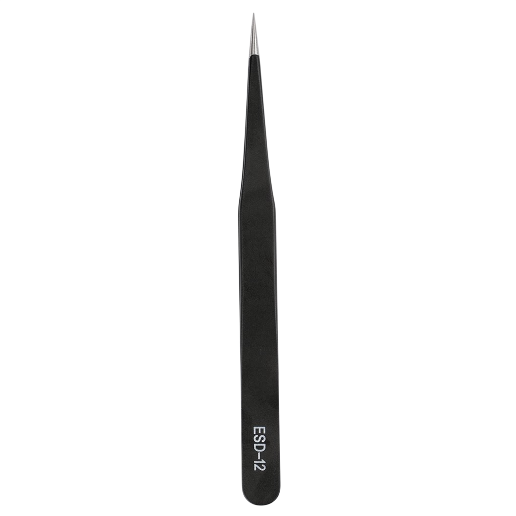 Пінцет Tweezers ESD-12, прямий 135мм, сталевий, антистатичний, гострий