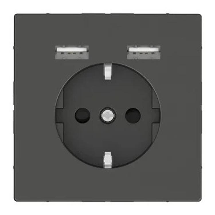 Розетка Schuko с 2- USB 2,4 A антрацит SD Schneider Electric (Шнайдер Электрик)