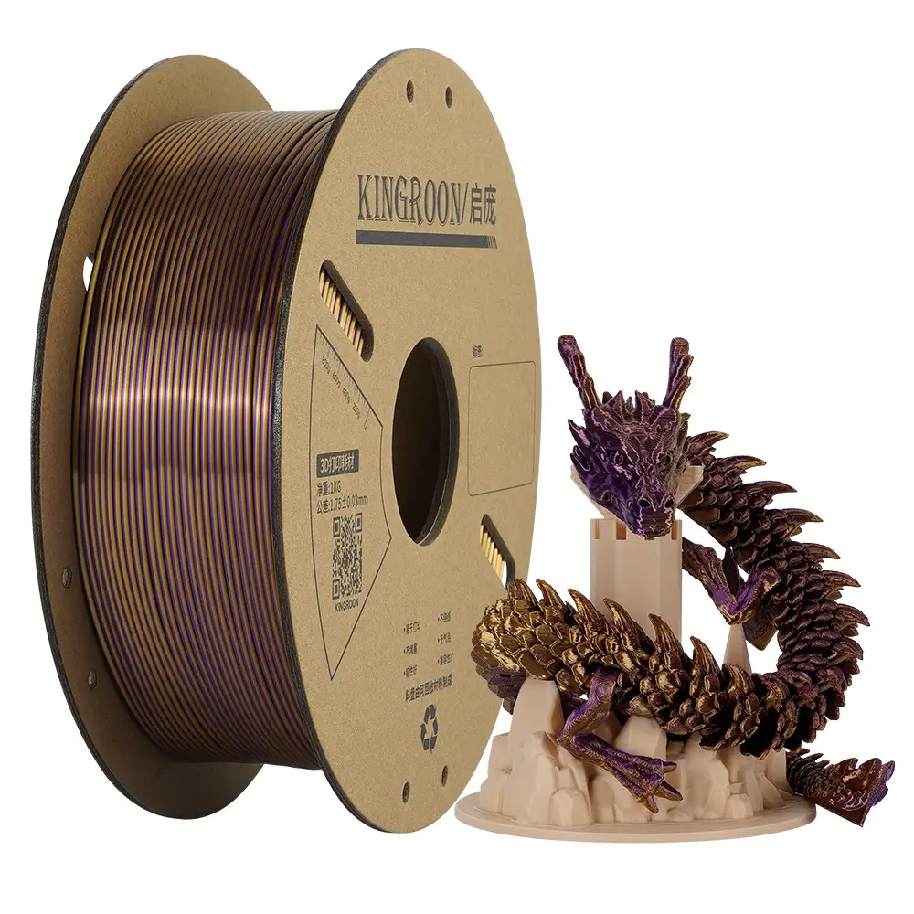 Філамент Kingroon Silk PLA Gold Purple, 1.75мм, 1кг, золотий/ фіолетовий