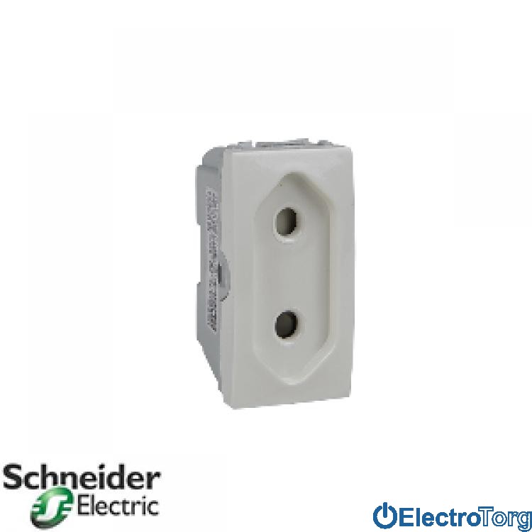 Розетка плоская без з/к со шторками 10А слоновая кость Unica Schneider