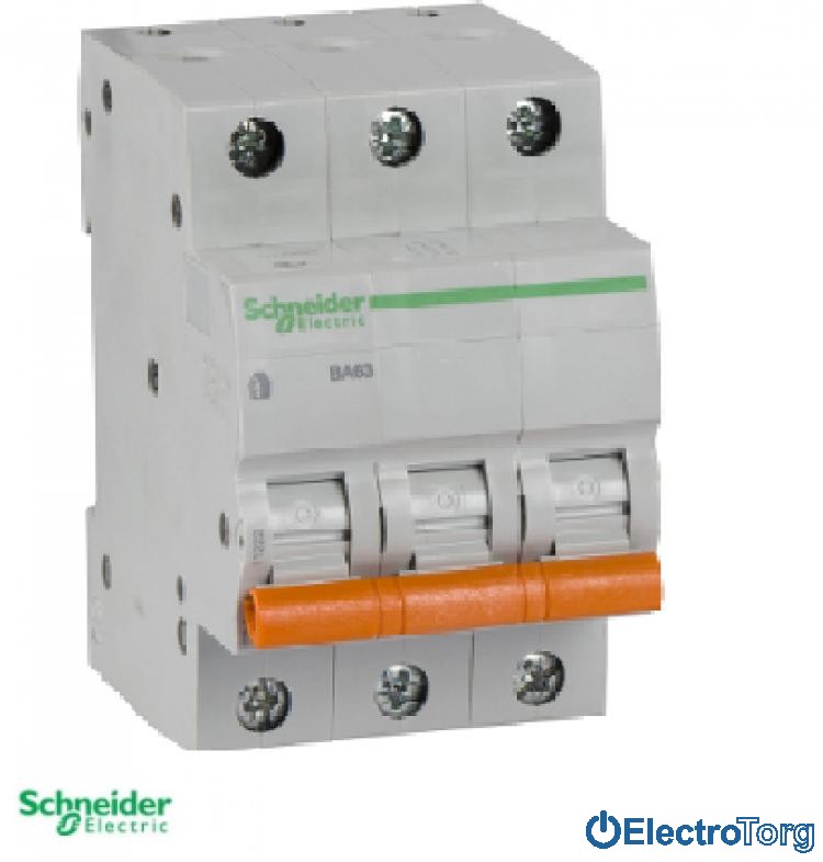 Автоматический выключатель Schneider electric домовой ВА63 3П 25A C (Шнайдер)