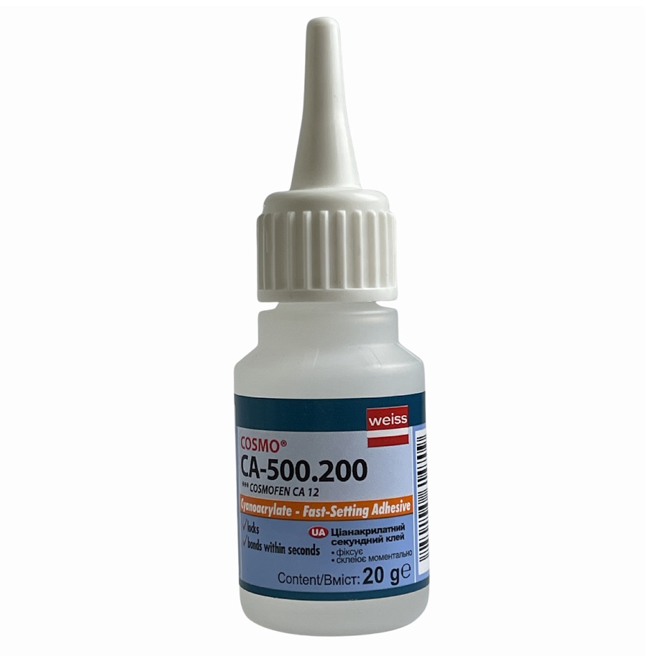 Клей COSMO CA-500.200 (Cosmofen CA12), ціанакрилатний, прозорий, 20мл