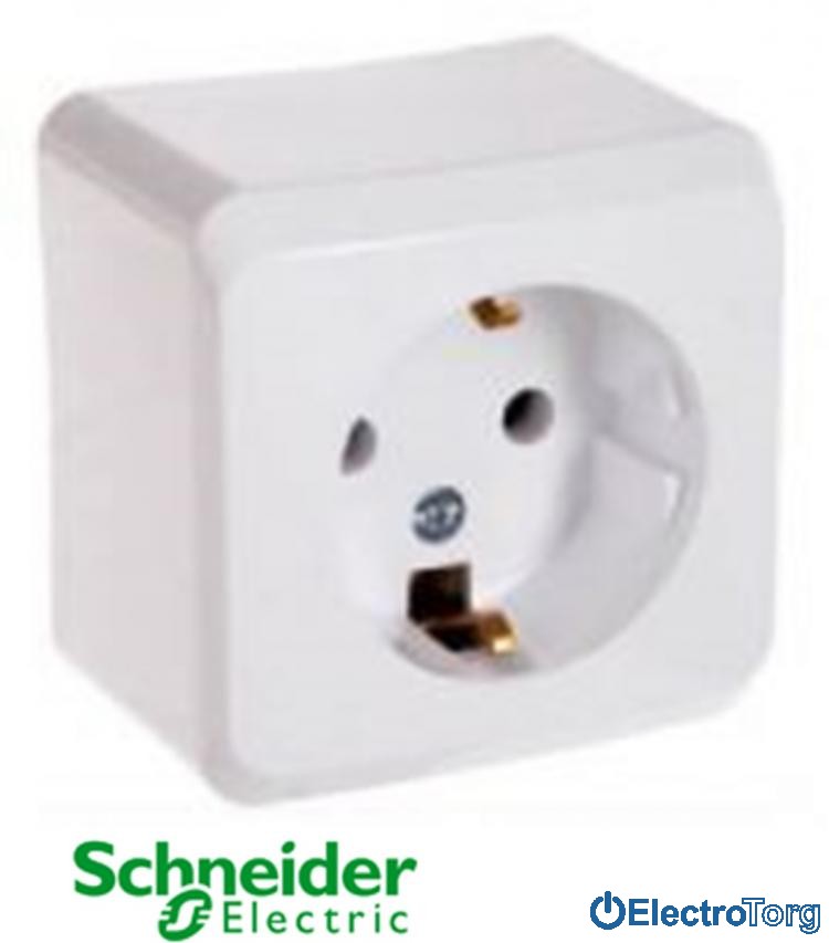 Розетка с заземлением со шторками 16A 220V белая Prima Schneider Electric (Шнайдер Электрик)
