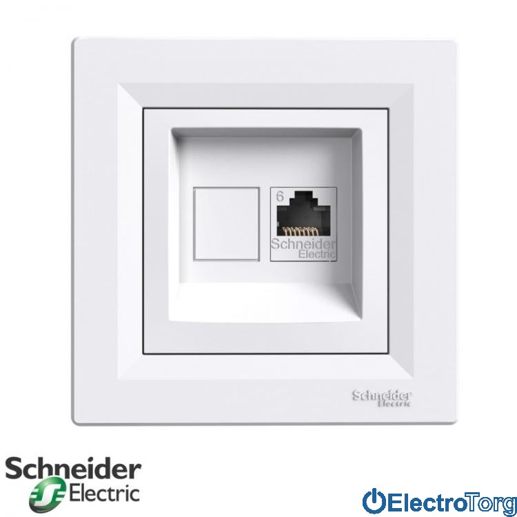 Розетка компьютерная RJ45 Кат.6 UTP одинарная белая Asfora Schneider Electric (Шнайдер Электрик)