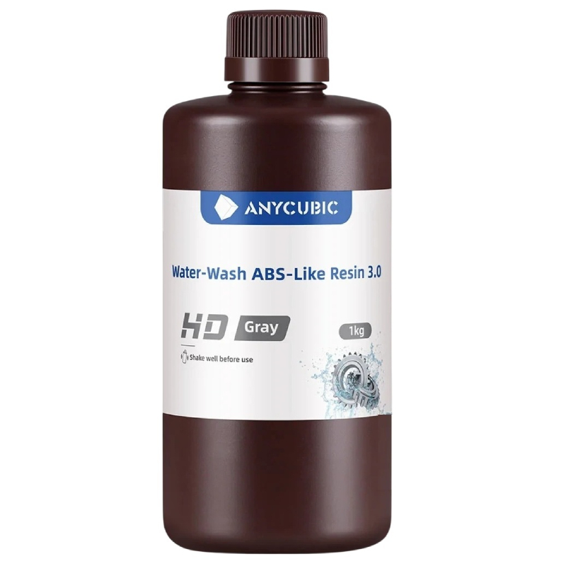 Смола фотополімерна Anycubic Water-Wash ABS-Like Resin 3.0 HD Gray, 1кг, сіра