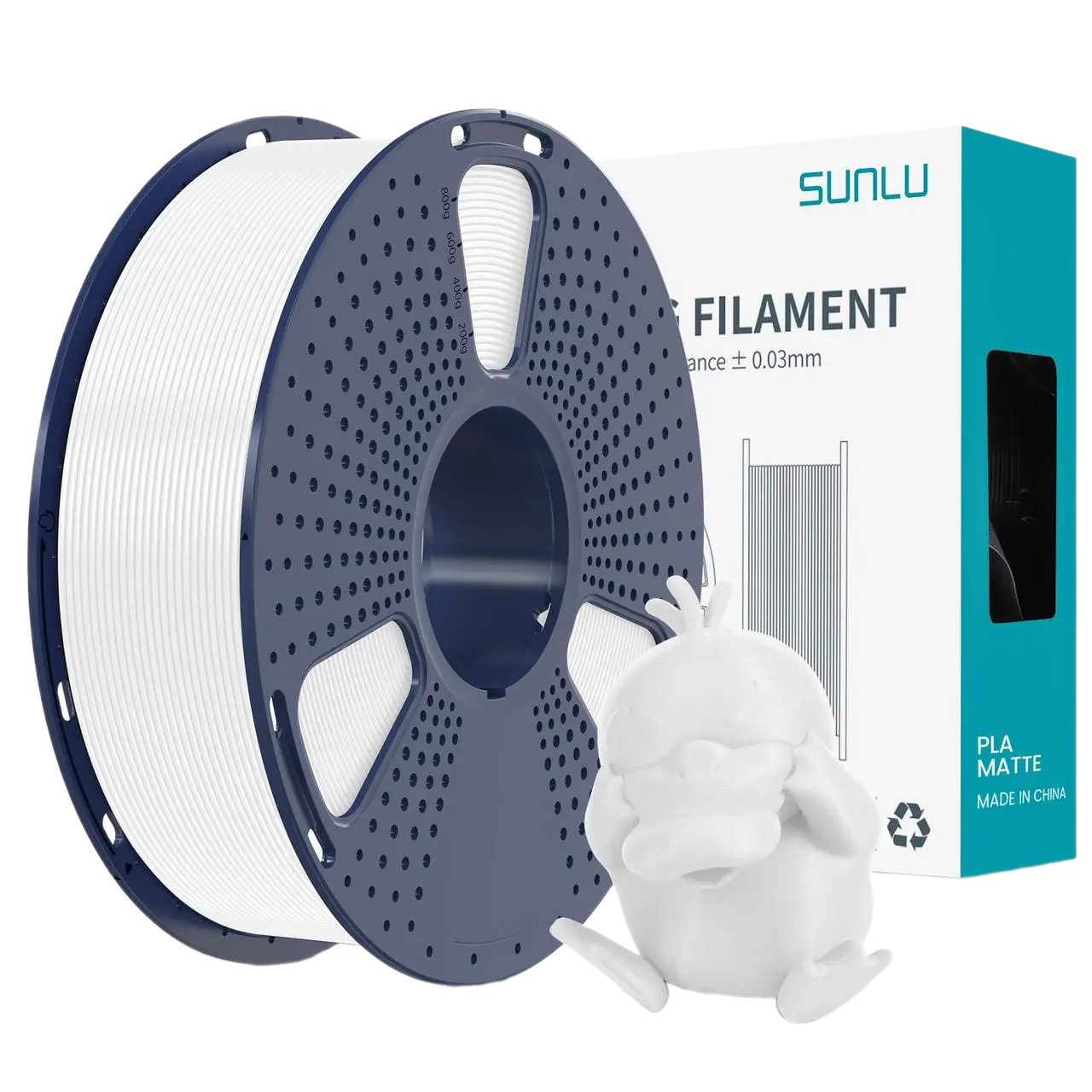 Філамент Sunlu PLA Matte White, 1.75мм, 1кг, білий